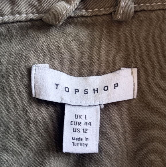 Topshop Olive Green Khaki Barn Chore Coat Contrast Stitched Casual Utility 12 - Picture 9 of 9
